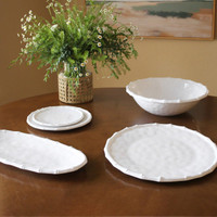 Vida White Bamboo Round Serving Platter - Platter Detail | Bone & Brass