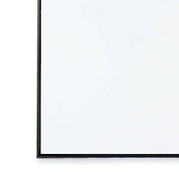 Sleek 44x28" rectangular hanging mirror with a thin black steel frame, perfect for a vanity or entryway.