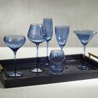Madden Blue White Wine Glasses, Set 4 - Glass View | Bone & Brass