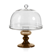 Tropeza Taupe Glass Dome Cake Stand | Bone & Brass