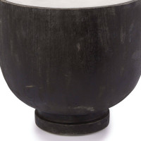 Ebony birch wood Theo accent table with a rounded base and a white alabaster top.