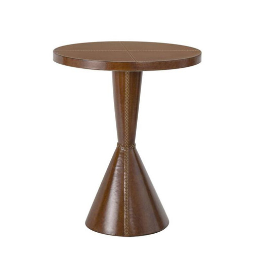 Gabe Cognac Leather Accent Table | Bone & Brass