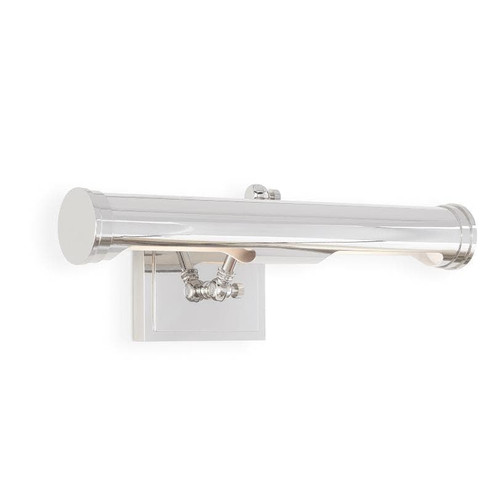 Medium Tate Picture Light in polished nickel, a classic 18-inch steel fixture with a modern, functional design.