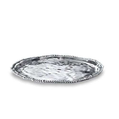 Silver Organic Pearl Nova Round Serving Platter | Bone & Brass