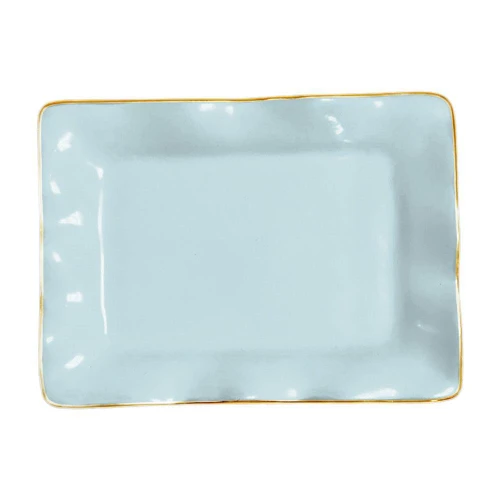 Encanto Sky Blue Small Rectangular Decorative Tray | Bone & Brass