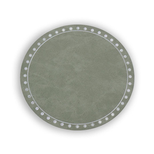 Vida Green Round Embroidered White Dots Placemats Set of 4 | Bone & Brass