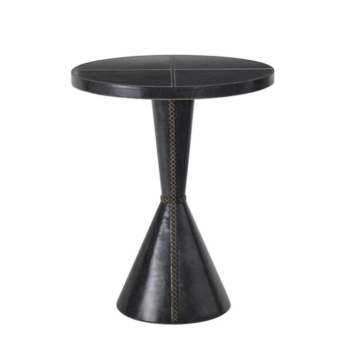 Gabe Black Leather Accent Table | Bone & Brass
