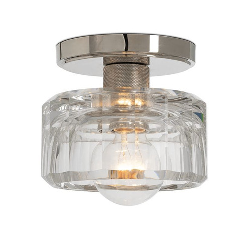 Bijoux Crystal Flush Mount with a polished chrome canopy and chunky, faceted clear crystal shade.