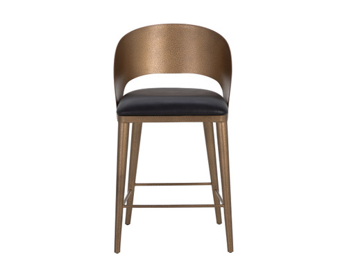 Dezirae Antique Brass - Charcoal Black Leather Counter Stool