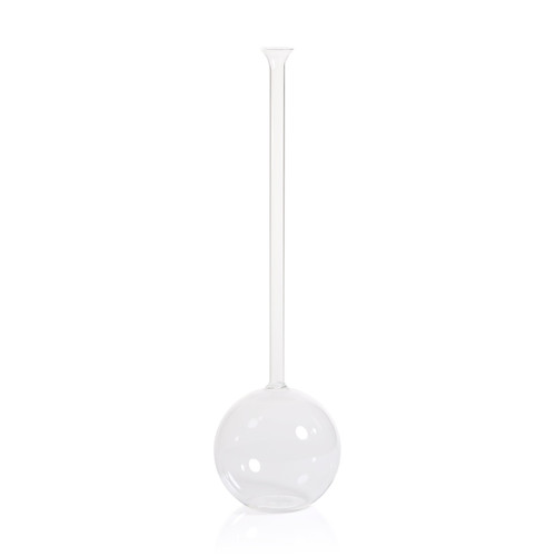 Finchem Long Neck Ball Glass Vase | Bone & Brass
