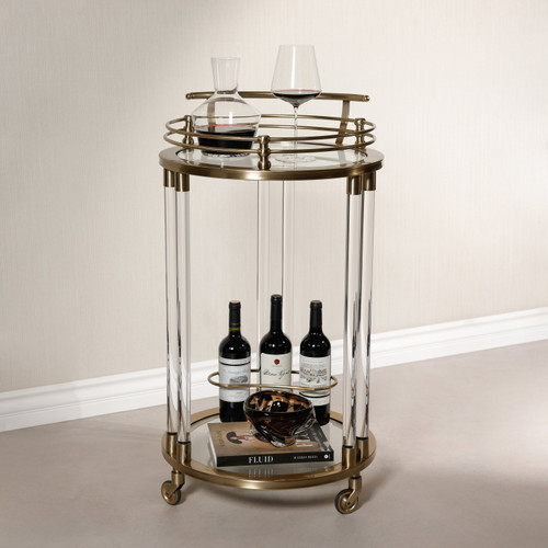 Opus Gold Round Bar Cart, Medium - Bar Cart Detail | Bone & Brass