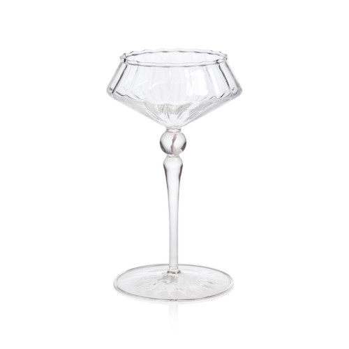 Odum Light Pink Fluted Coupe Glasses, Set of 4 | Bone & Brass