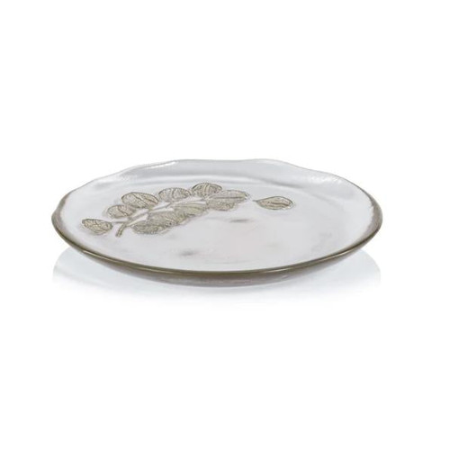 Eucalyptus Design Glass Dessert Plates, Set 6 | Bone & Brass
