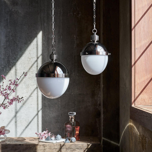 Otis Pendant Medium - Polished Nickel - Pendant Detail | Bone & Brass