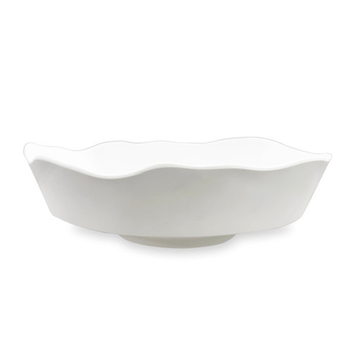 Vida Faceted Edge White Serving Bowl | Bone & Brass