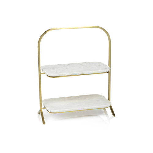Madeleine 2-Tier Marble Tray Serving Stand | Bone & Brass