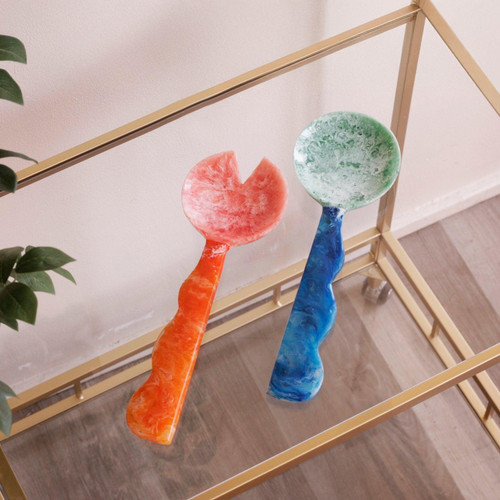 Orange & Blue Resin Salad Servers - Set Detail | Bone & Brass