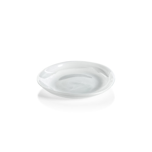 Monte Carlo White Alabaster Glass Plates, Small, Set of 6 | Bone & Brass