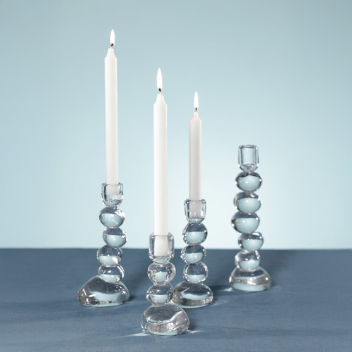 Ice Stone Glass Taper Candle Holder, Large - Candle Holder Detail | Bone & Brass