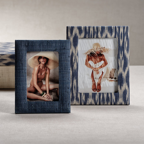 Torrie Navy Natural Fiber Raffia Photo Frame, 4x6 - Frame Detail | Bone & Brass
