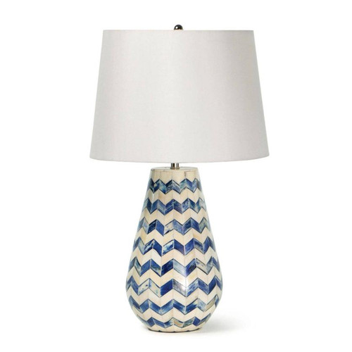 Cassia Blue Chevron Table Lamp | Bone & Brass