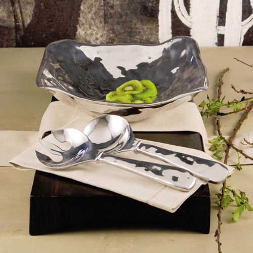 Silver Square Soho Medium Serving Bowl Bowl - Bowl Detail | Bone & Brass