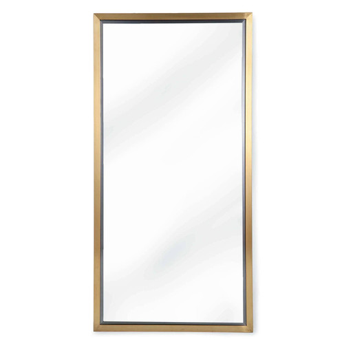Minimalist 48x24 inch rectangle mirror with a subtle natural brass frame.