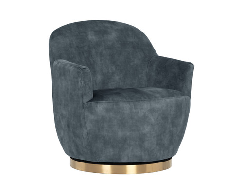 Casey Agean Blue & Brass Swivel Lounge Chair