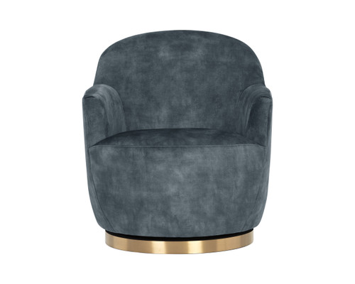 Casey Agean Blue & Brass Swivel Lounge Chair