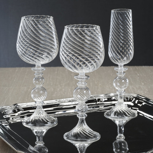 Rialto Twisted Optic Red Wine Glasses, Set 4 - Glass Detail | Bone & Brass