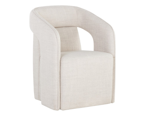 Kendrick Wheeled Dining Moto Stucco Armchair