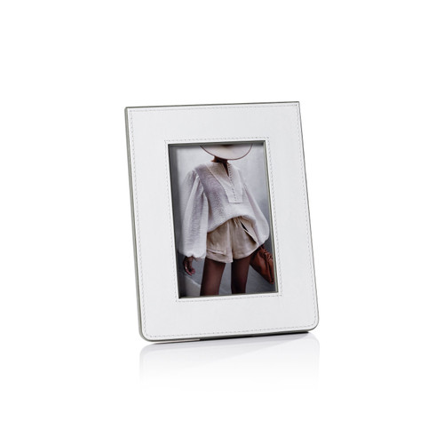 Nappa White & Gray Leather Photo Frame, view 9