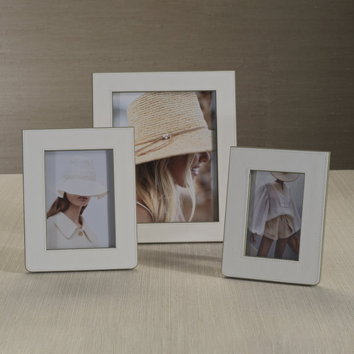 Nappa White & Gray Leather Photo Frame, view 10