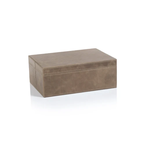 Bellecôte Mink Leather Decorative Box, Large | Bone & Brass
