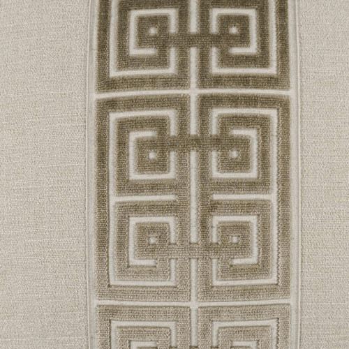 Terus Natural Taupe Throw Pillow with a geometric Greek key pattern on a textured fabric.