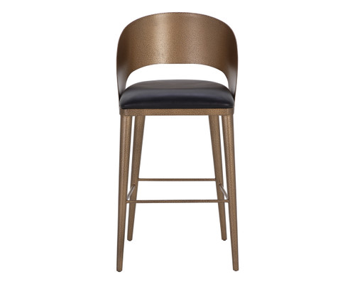 Dezirae Barstool Antique Brass - Charcoal Black Leather