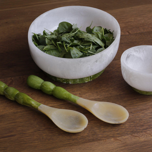 Resin White & Green Rio Dinner Bowl - Bowl Detail | Bone & Brass