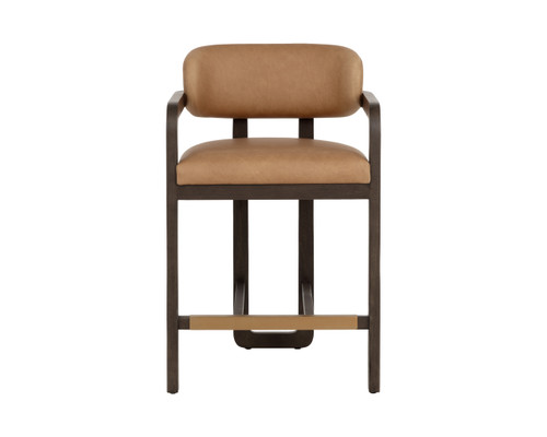 Madrone Brown - Ludlow Sesame Leather Counter Stool