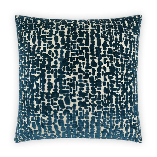 Leah Lapis Blue 24" square throw pillow with a textured, abstract blue and white pattern.