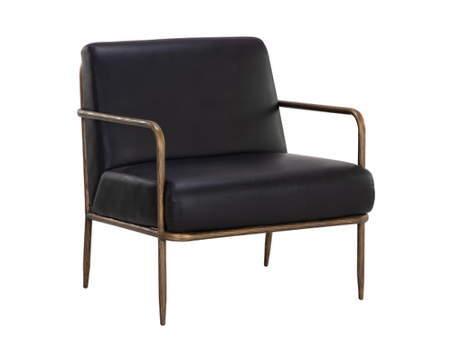 Lathan Charcoal Black Leather Lounge Chair