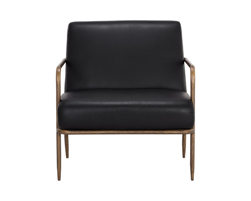 Lathan Charcoal Black Leather Lounge Chair