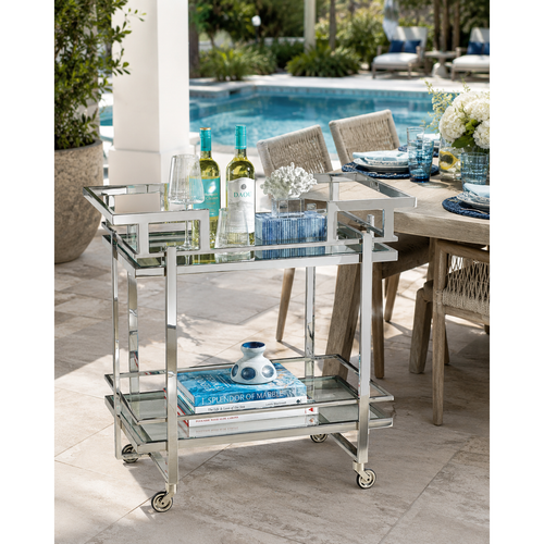 Grafton Polished Stainless Steel Bar Cart, view 2