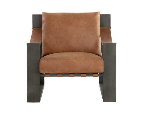Berke Gunmetal - Tan Leather Lounge Chair