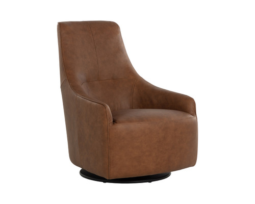 Carmine Swivel Cognac Leather Lounge Chair