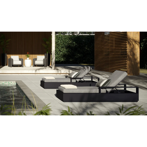 Thomas Charcoal Black Outdoor Chaise Lounger, view 2