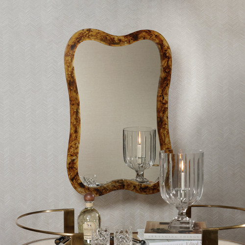Marrakesh Amber Resin Wall Mirror - Mirror Detail | Bone & Brass