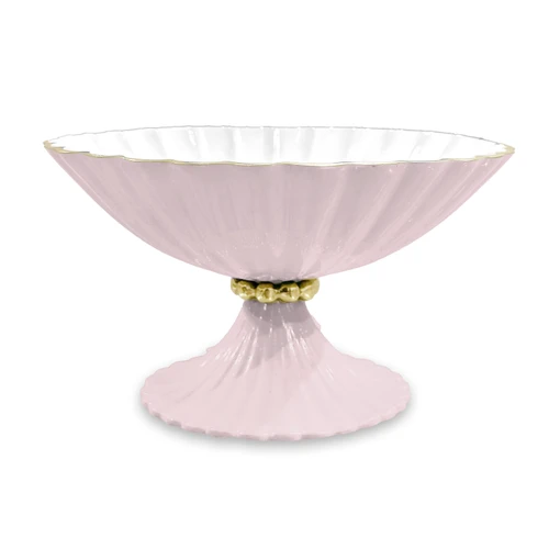 Blush Pink & White Vienna Small Pedestal Bowl | Bone & Brass