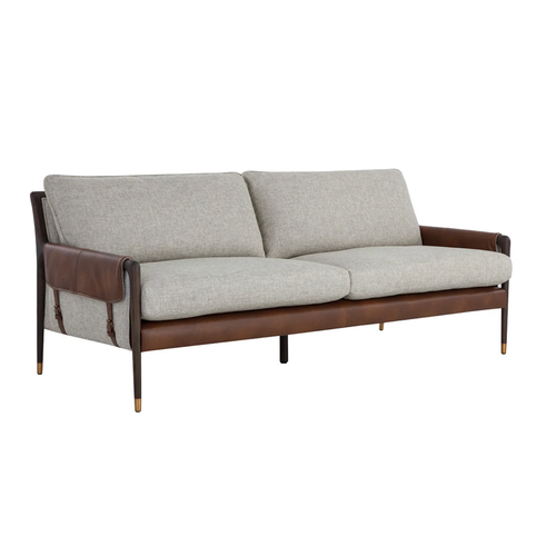 Mauti Cognac & Gray Buckle Sofa