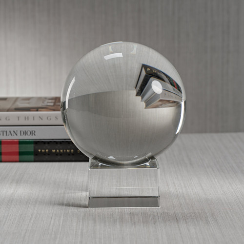 Serenity Decorative Crystal Glass Orb on Base - Detail View | Bone & Brass