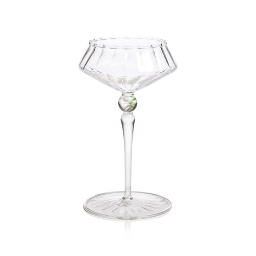 Odum Sea Green Fluted Coupe Glasses, Set of 4 | Bone & Brass